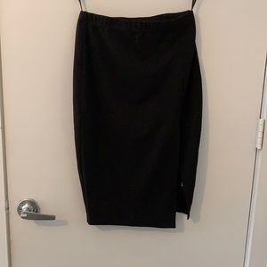 Black Mid length bodycon skirt with leg slit